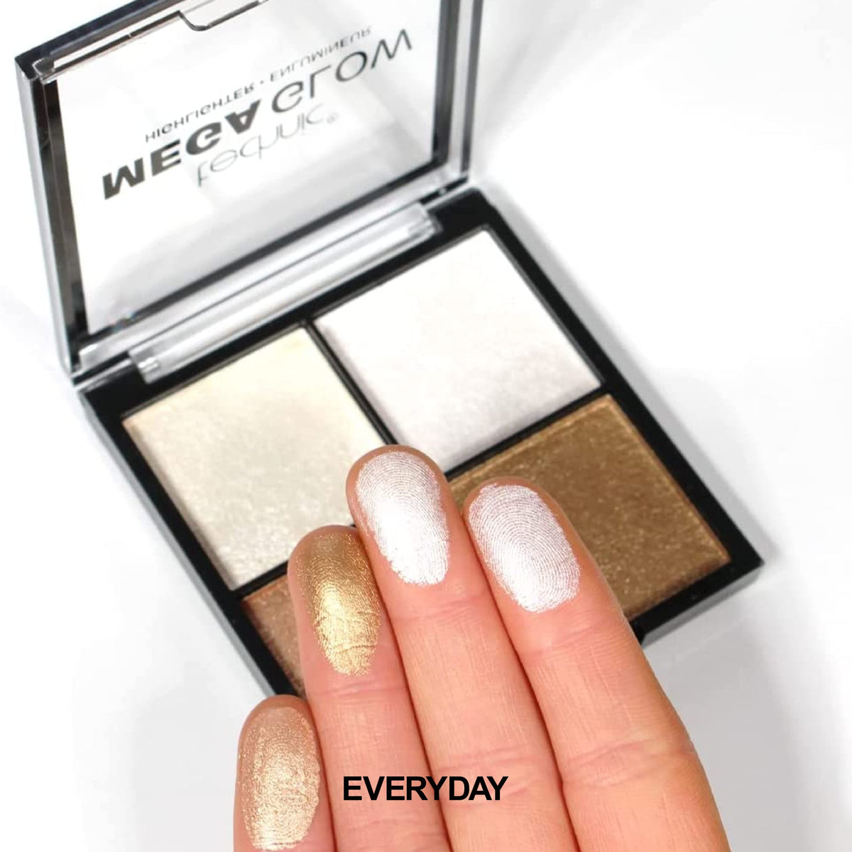 Technic Mega Glow Highlighter Palette - 4 Highly Pigmented, Long Lasting Shimmer Powders That Blend Beautifully To Highlight and Enhance Makeup On All Skin Tones - 10g