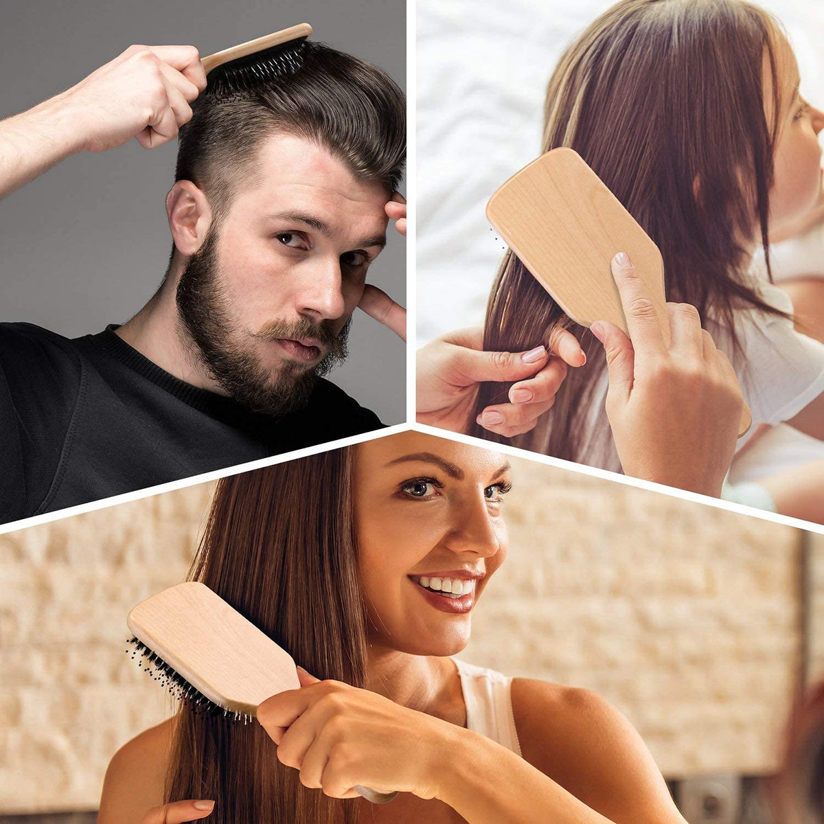 Hair Brush, Sosoon Boar Bristle Paddle Hairbrush for Long Thick Curly Wavy Dry or Damaged Hair, Reducing Hair Breakage and Frizzy No More Tangle, Giftbox & Hair Comb Included