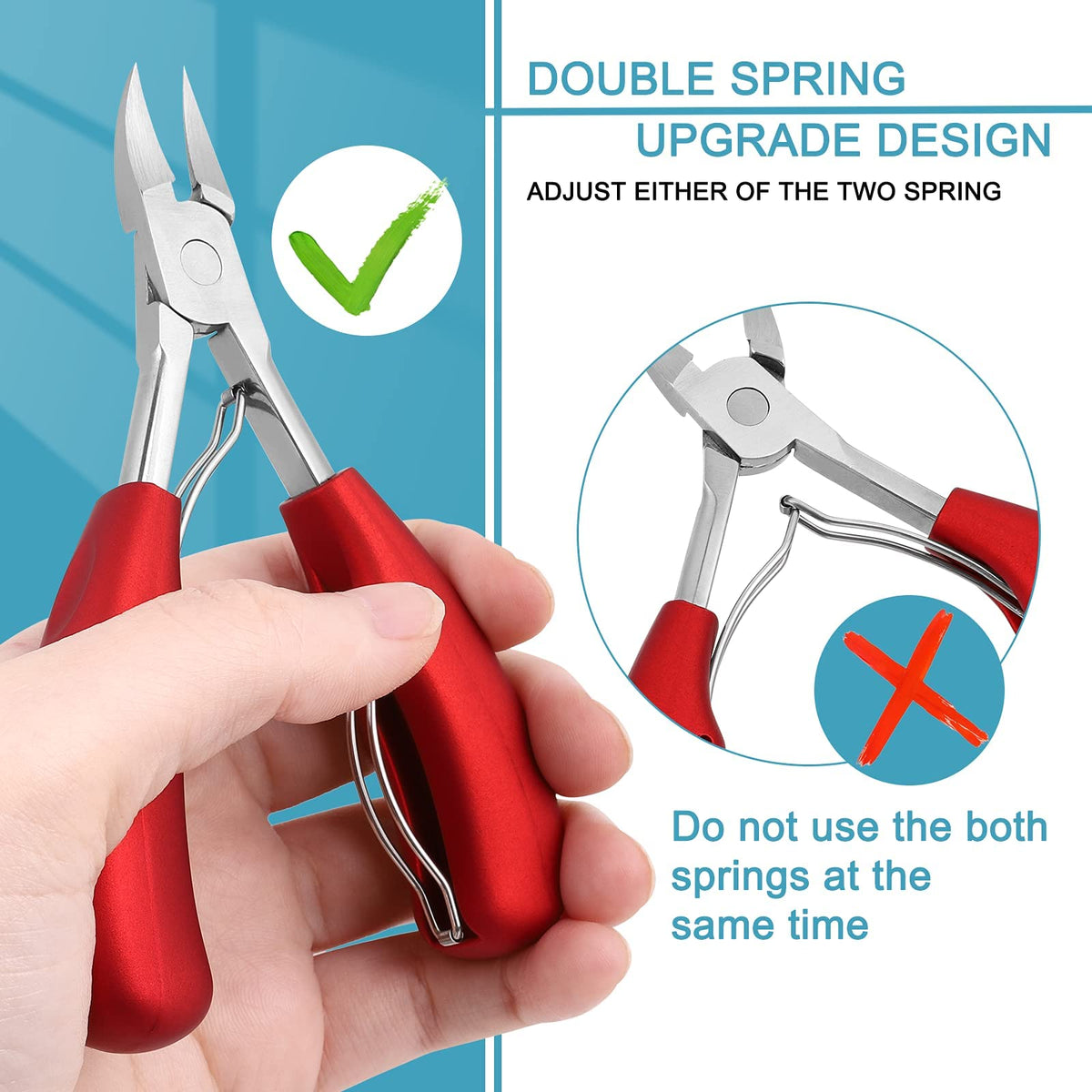 Azymi Toenail Clippers for Thick or Ingrown Nails, 7Pcs Nail Clippers Kit with Pedicure Tools, Sharp Blades/Long Handled, Heavy Duty Nail Scissors for Toenail Fungus Treatment for Men Women Elderly
