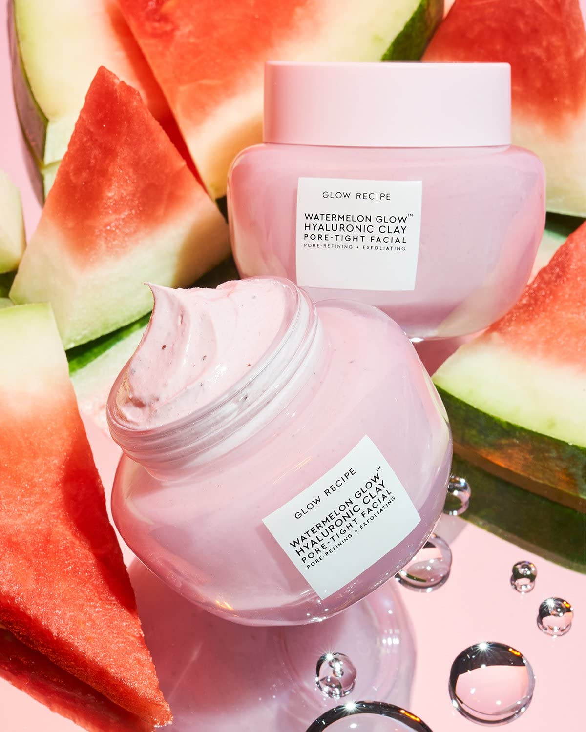 Glow Recipe Watermelon Glow Hyaluronic Clay Pore-Tight Facial - Gentle Exfoliating Clay Mask with Hyaluronic Acid - Help Minimize the Appearance of Pores, Even Tone + Hydrate (60ml / 2oz)