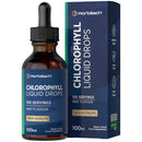 Horbäach Liquid Chlorophyll Drops for Water Extracted from Alfalfa | 100ml - 3+ Months Supply | 100 Servings | Mint Flavour | Vegan Liquid Food Supplement | by Horbaach