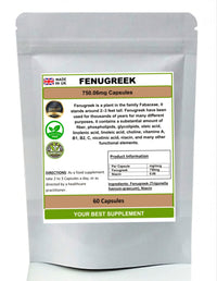 Your Best Supplement Fenugreek Capsules 750mg 100% Natural (No additive No Fillers) High Strength (60)
