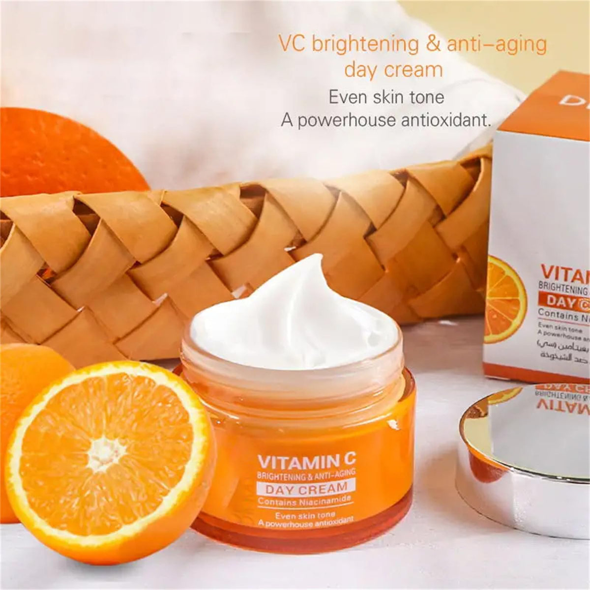 Cappuvini Vitamin C Face Cream Set, Brightening & Anti Aging Facial Moisturizer for Face & Neck, Hydrating & Brightening Vitamin C Cream for Dark Spots Skin (Day Cream)