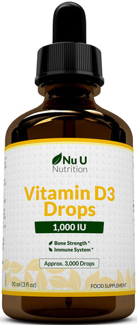 Vitamin D Drops 1000 IU 10,000 IU per 10 Drops - 50% More 90ml Equivalent to 3000 Drops - High Strength Liquid D3 in MCT Oil with Flexible Dosage - High Strength Vitamin D Supplement