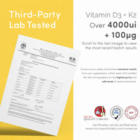 Vitamin D3 4000 iu with Vitamin K2 100ug x 180 Tablets - Third Party Tested - Vitamin D Supplement with K2 MK7 - Vitality Pro