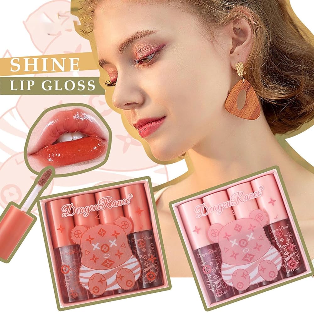 ZDHSOY 4Pcs Hydrating Lip Gloss Set, Moisturizing Tinted Lip oil Set/Long Lasting Lip Glow Balm Lip Care, Transparent Moisturizing No-Sticky Lip Gloss