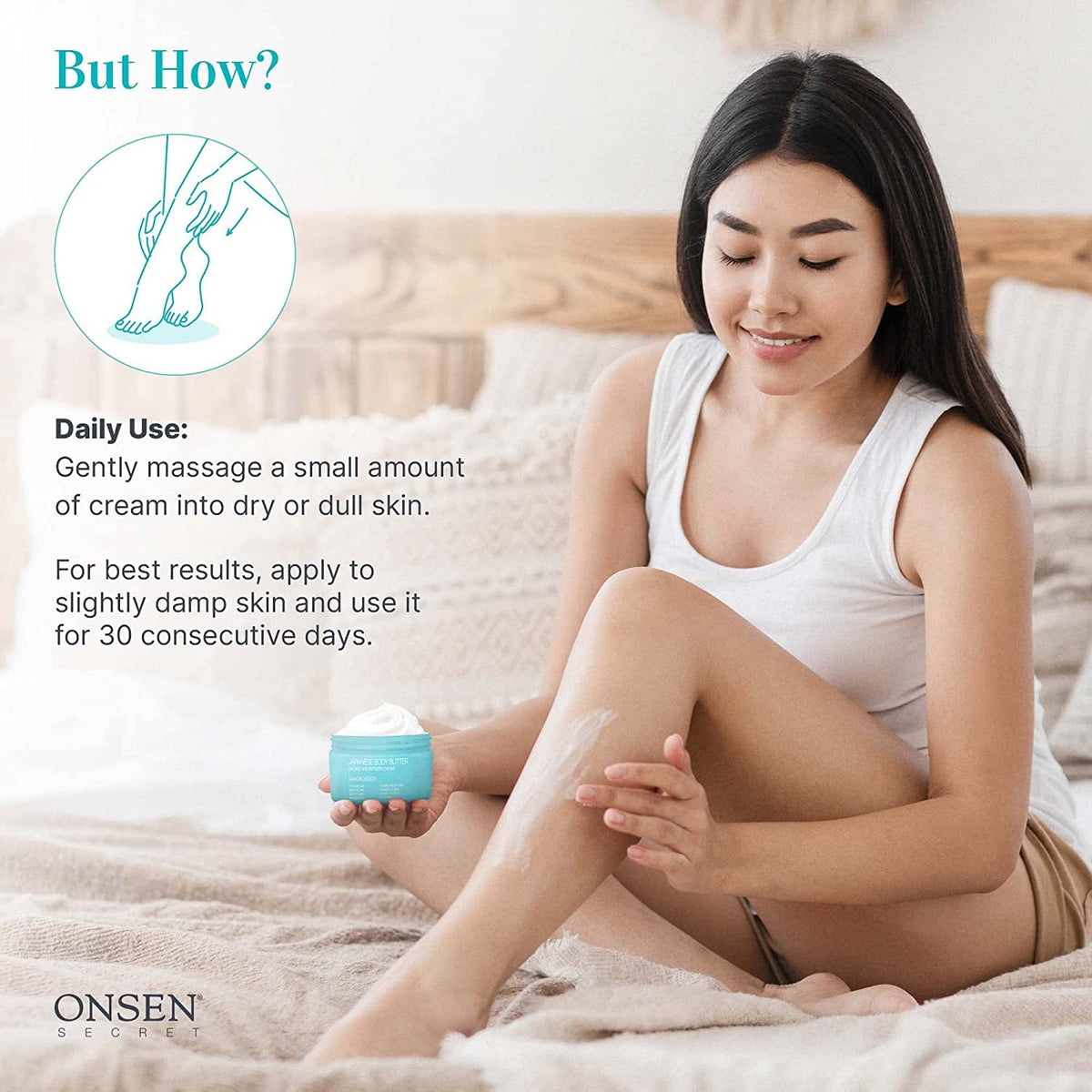 Onsen Secret Japanese Body Butter - Skin Refinery Cream Natural and Organic Moisturizing Clear Skin Exfoliator with All Coconut and Jojoba Oil for Women- 8.6 fl oz/255 ml (Sandalwood)