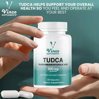 Vinco Supplements TUDCA Bile Salts Liver detox & Support Supplement - 60 Capsules,500mg per Serving - Tauroursodeoxycholic Acid - Genuine Bile Acid TUDCA with Strong Bitter Taste - Non-GMO & Gluten Free- Made in The UK
