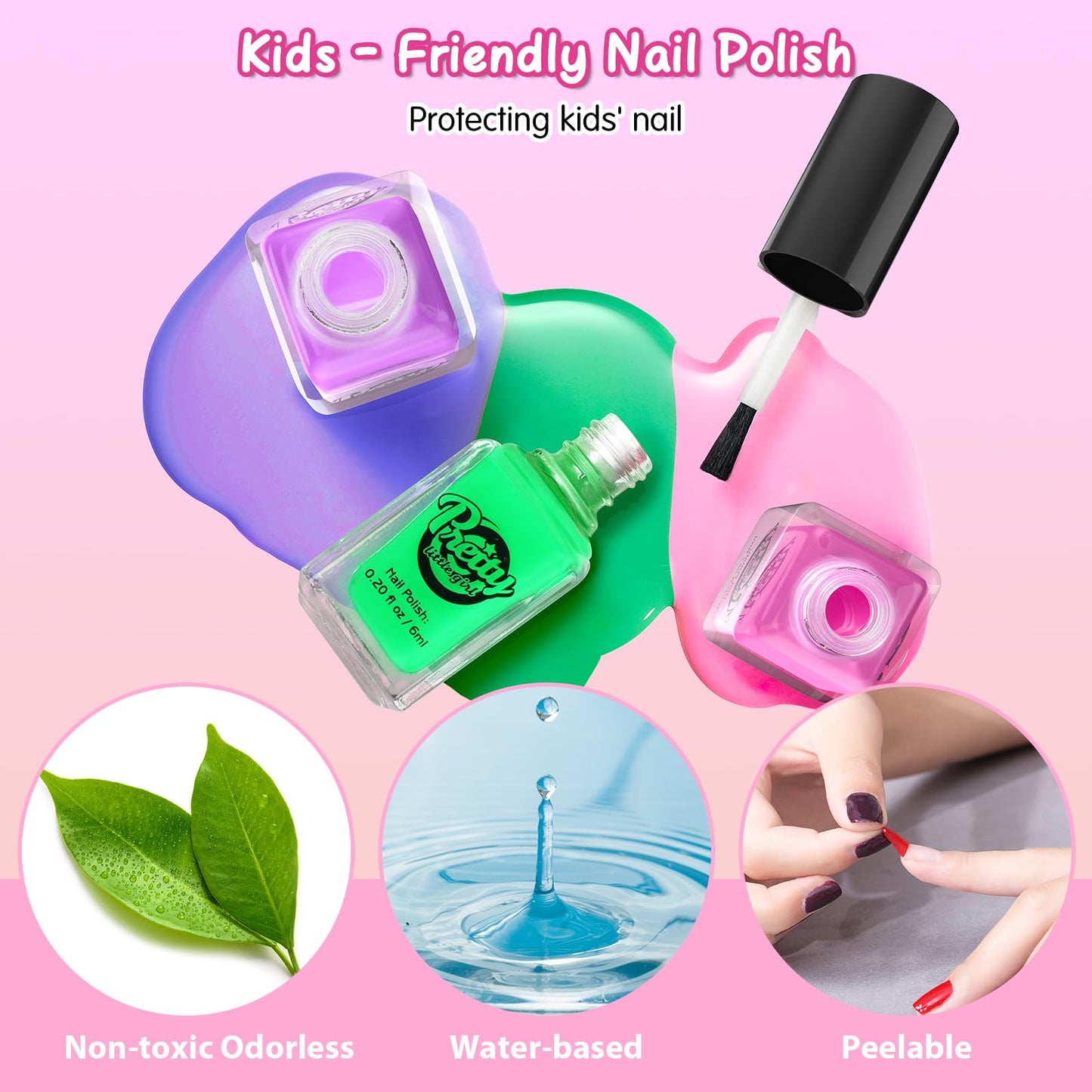Dkinghome kids Nail Art Kit for Girls, Nail Polish Set Girls Toys Nail Varnish Sets Girl Gifts for Kids Birthday Presents Gifts for 6 7 8 9 10 11 12 years old Girl