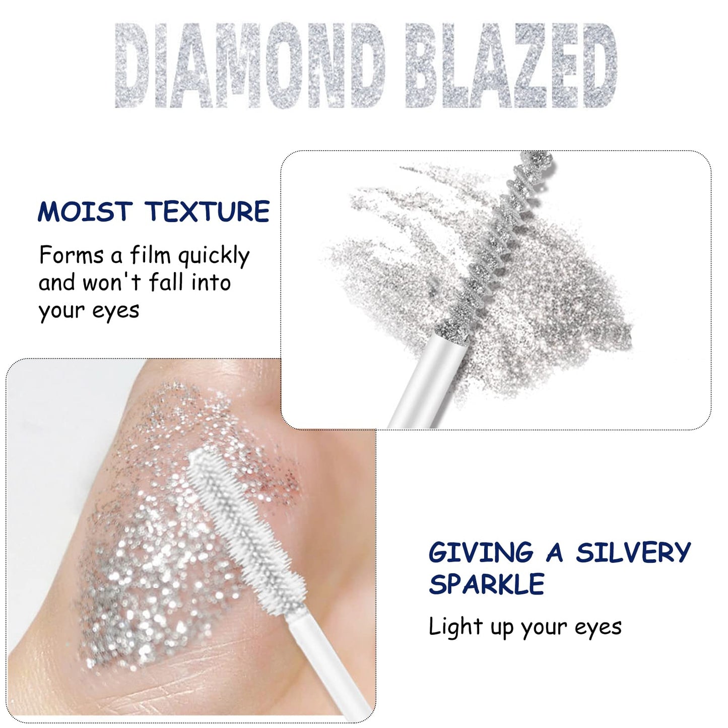 HERBENJOY Waterproof Mascara Gold Lash Mascara Glitter,Lashes Top Coat Shiny Mascara Sparkling Diamond Eyelash For Sensitive Eyes,Zero Clumps Longlasting Smudgeproof Eye Make-Up Girls Gift (Gold)