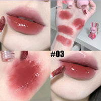 Bekoeen 3Psc Rabbit Lip Gloss Keyring,Moisturising Sparkling Jelly Lip Gloss,Crystal Lip Tint Korean Chinese Makeup, Hydrating Sweet Lip Glaze Set,Cute Lipgloss Set For Girls