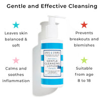 Spots & Stripes - Skin Goals Gentle Cleansing Lotion for Boys, the Perfect Starter Face Wash for Teen and Young Skin, with Virgin Coconut, Kukui and Chamomile, Super-Gentle, Combats Blemishes (150ml)