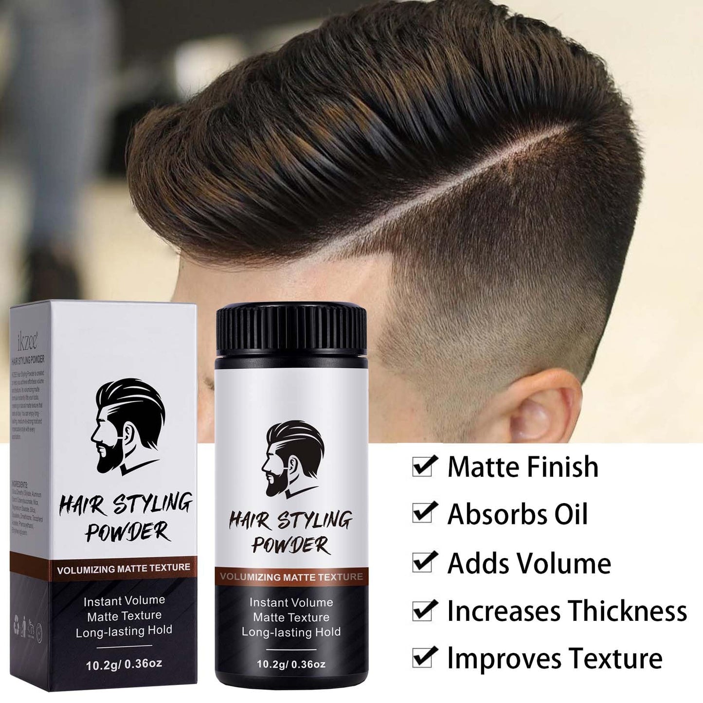 FresFresi Men's Hair Styling Powder - 2 Pack Texturizing Powder for Matte Texture, Long-Lasting Hold, Oil-Free and Easy Application, 10g Each