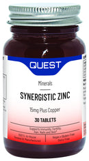 Quest Synergistic Zinc 15mg (30 Tablets) - Zinc & Copper Supplement for Immune Support, Fertility, Hair Care, Nail Care & Skin Care. High Strength Minerals with Optimum Absorption & Utilisation