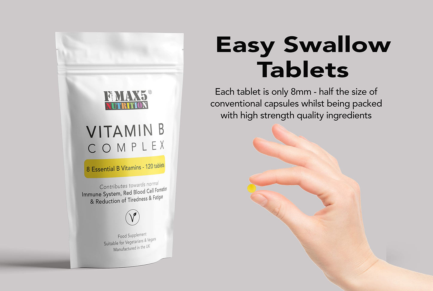 formula max5 nutrition Vitamin B Complex 120 Tablets (4 Month Supply) - Contains All Eight B Vitamins in 1 Tablet, Vitamins B1, B2, B3, B5, B6, B12, Biotin & Folic Acid by Fmax5 Supplements