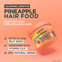 Garnier Ultimate Blends Pineapple Hair Food Multi-Use Mask, Glowing Lengths for Fine Hair, Up to 2X Less Split Ends, Boosted with Vitamins C, E, F, 400ml, No Artificial Colorants, Cruelty Free, Vegan