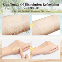 Kenmohuo 2pcs Body Coverage Perfector, Waterproof Leg Makeup, Tattoo Cover Up Cream All Over Complexion Perfect With Large Bevel Brush 48H Long Lasting Wear（Light and neutral colors）