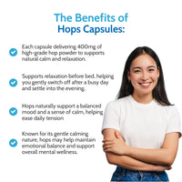 Health4All Hops 400mg, 60 Capsules 2 Months Supply, Purest Anxiety, Stress and Sleep Supplement, Humulus Lupulus Flower (strobiles, Cones) Herbal Vegan Capsules (not Tablets) | Made in UK