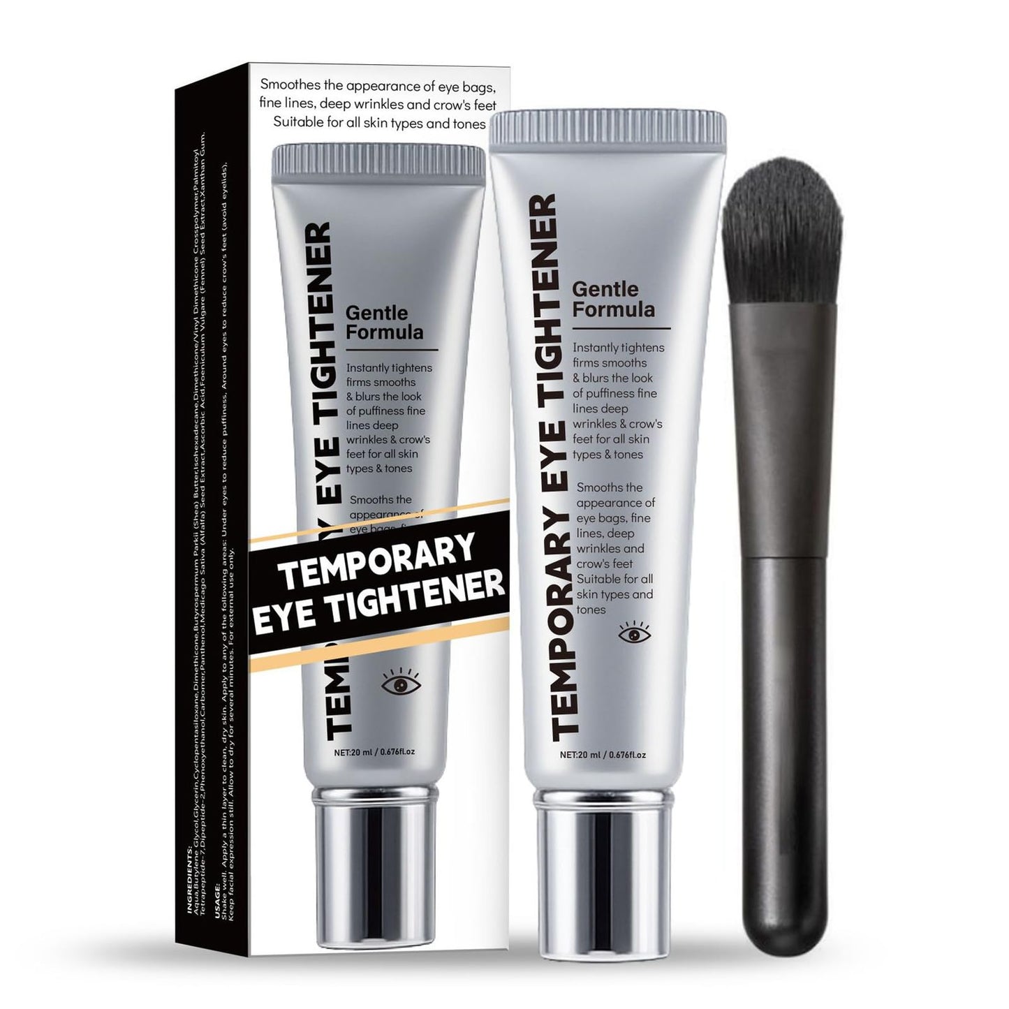 Davtue Perfection Eye Tightener, Temporary Eye Tightener, Instant & Temporary Under Eyes Tightener Cream with Brush, Gentle Skin Care Moisturizing Cream (1)