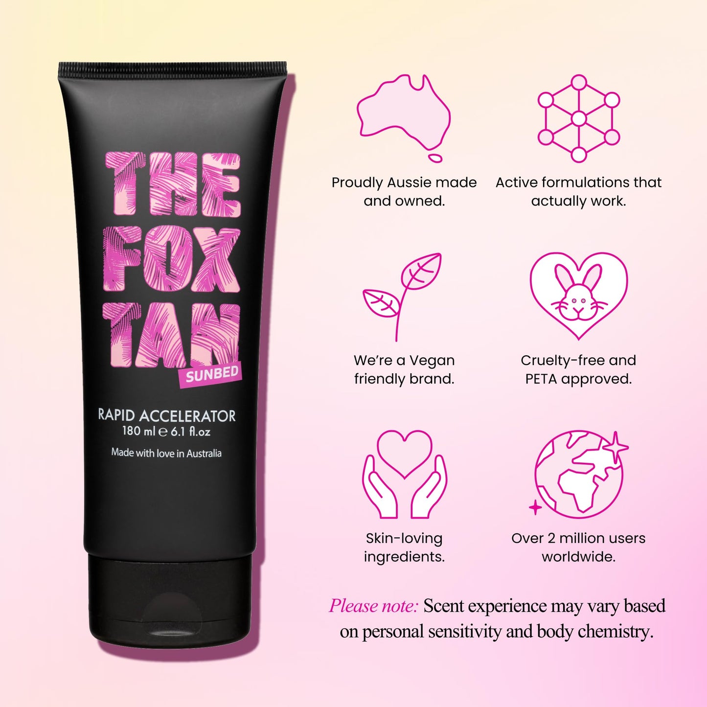 The Fox Tan Rapid Accelerator, Accelerator Lotion For Sunbed Tanning, Creates Darker, Faster & Long-Lasting Tans, Vegan & Cruelty-Free, 180ml