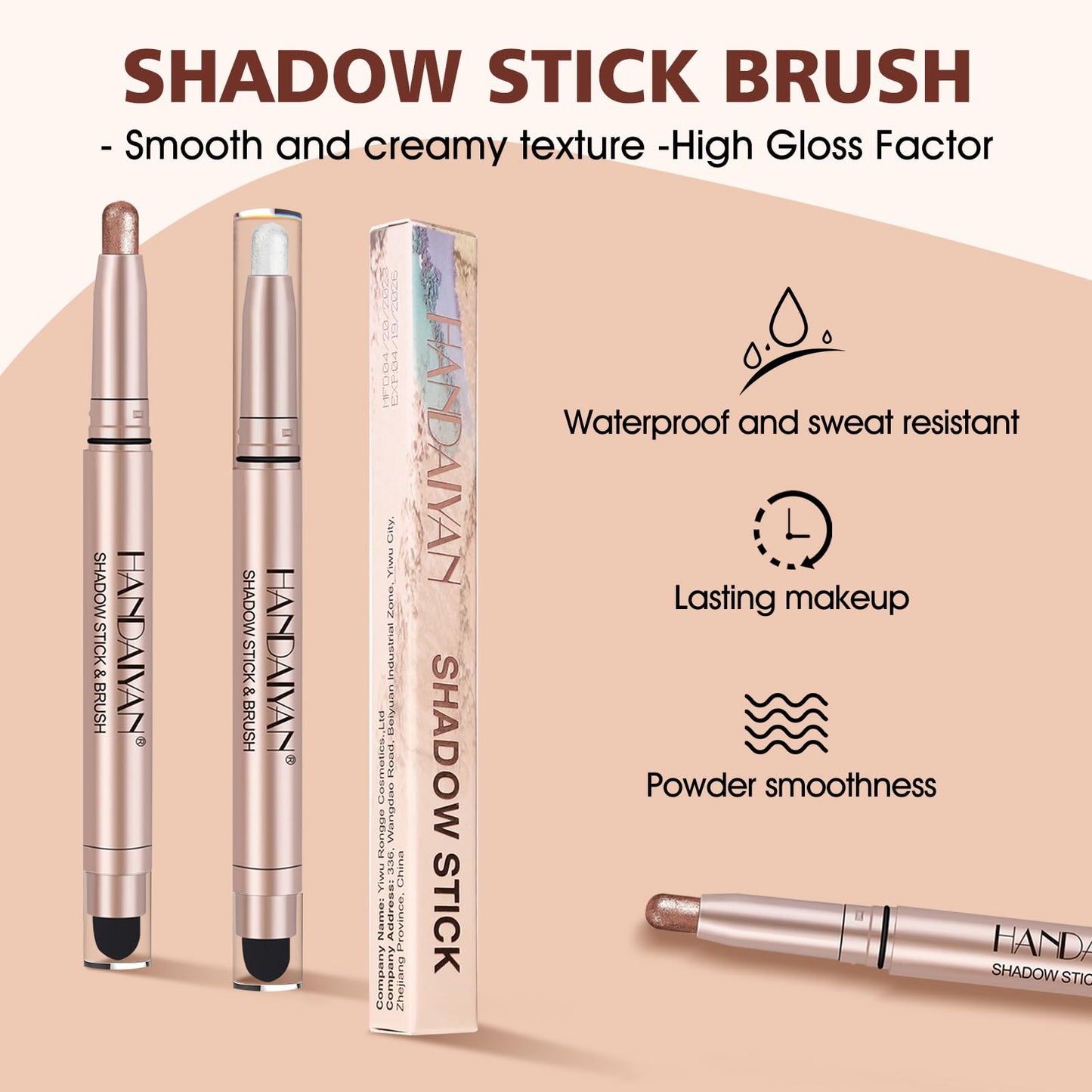 Allony Glitter Eyeshadow Stick, Cream Eyeshadow Stick, Pearlescent Double-Ended Eyeshadow Stick, Highly Pigmented, Smooth and Easy to Apply, Gold Eyeshadow for Golden Eye Makeup-178