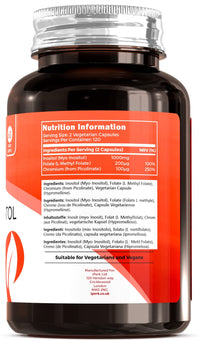 iperk Iperk Myo Inositol Chromium and Folate 1000mg Inositol Per Serving 120 Vegan Capsules Vitamin for Women Manufactured in The UK CERTIFICATED GMP