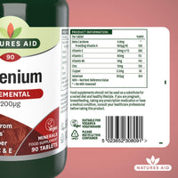 Natures Aid Selenium Tablets 200ug - High Potency Antioxidant Immune Support Supplement - Supports Thyroid Health Metabolism Wellness - Vegan Gluten-Free Non-GMO Natural Supplement - 90 Tablets