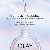 Olay Super Serum, Hydrating Face Serum with Vitamin C, Niacinamide, Collagen Peptide, Anti-Ageing & Brightening Skincare for a Youthful Glow, 30ml