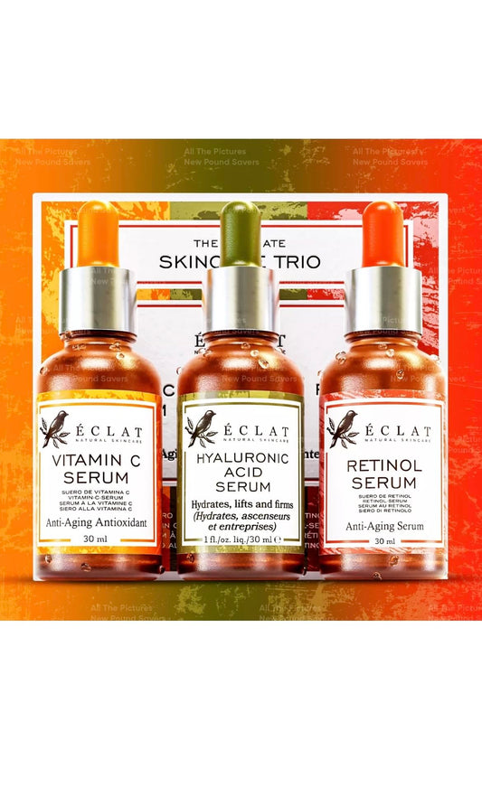 The EQ-Eclat Skincare Facial Serums Skin Care Set, Vitamin C Serum, Enhance Skin Texture, Reduce Fine Lines, And Boost Hydration, 30ml Each, Pack of 3,
