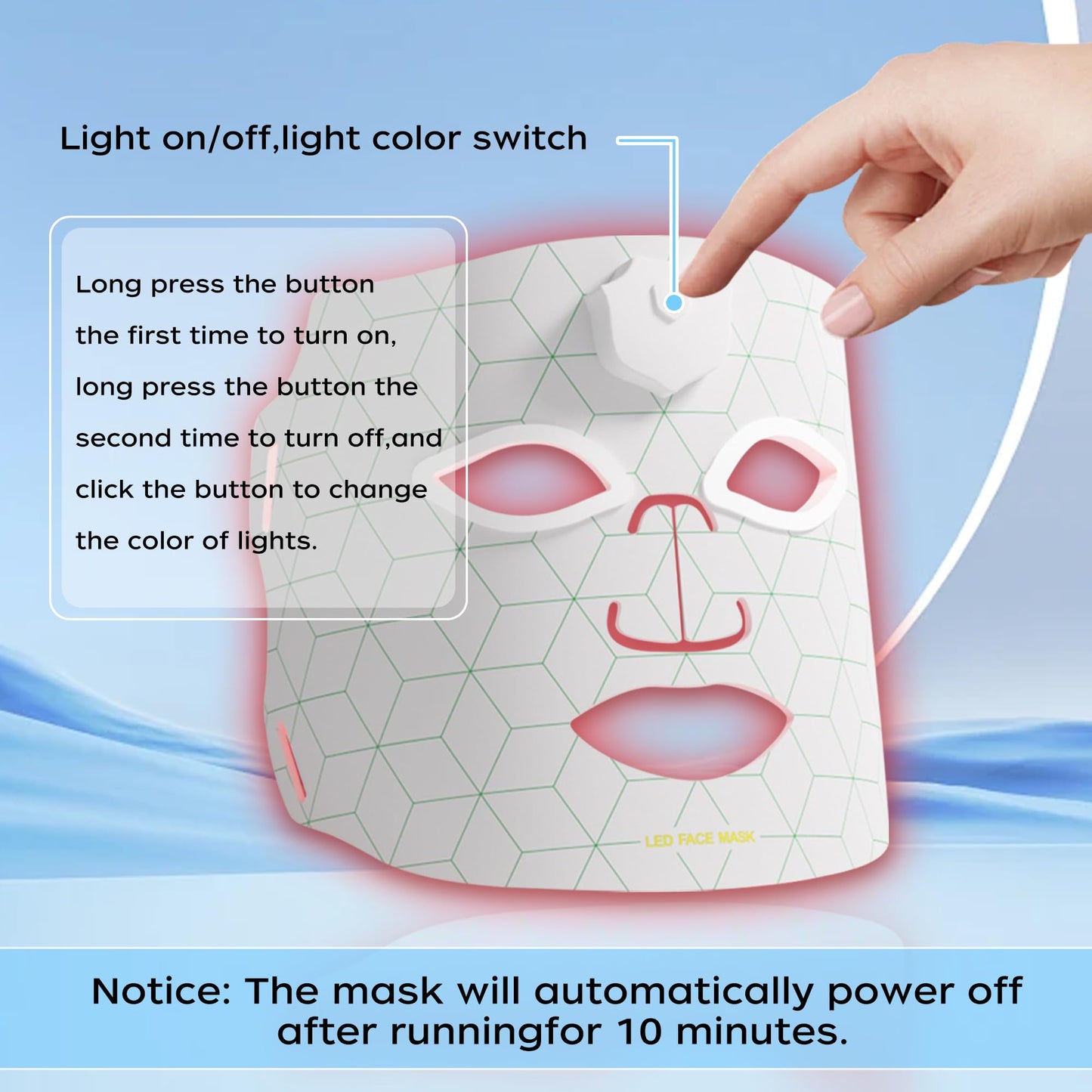LED Face Mask, Professional Red Light Therapy Mask for Face, Multi-light Modes Skincare at Home, Infrared Face Mask Light Therapy for Acne, Wrinkles, Skin Rejuvenation (White(7 Light Modes))