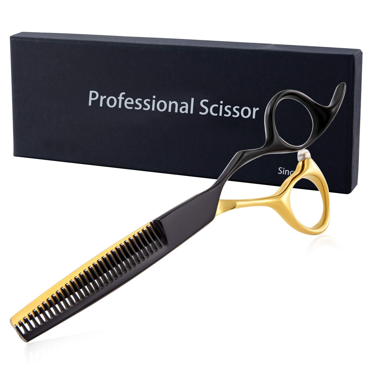 SMITH CHU Hairdressing Scissors Hair Thinning Scissors Blending Texturizng Shears Professional Stylist Hairdresser Haircut Salon Barber Scissors for Man, Women and Kids 6 Inch Black Gold