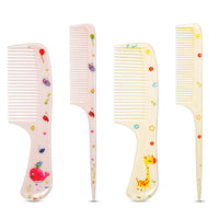 MEGAVOW 4 Pcs Girls Hair Brush Set, Fine Tooth Detangle Comb and Brush, Hairdressing Rat Tail Brush for Girls Kids Baby Wet Dry Hair Styling Women Cute