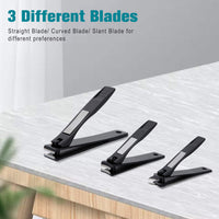 BEZOX Nail Clippers 3 Pcs - Heavy Duty Stainless Steel Straight Toenail Clippers for Thick Fingernail Toenail, Curved Blade Nail Cutters For shape Nail，Slant nail nipper for Trim Nail，Remove Cuticle