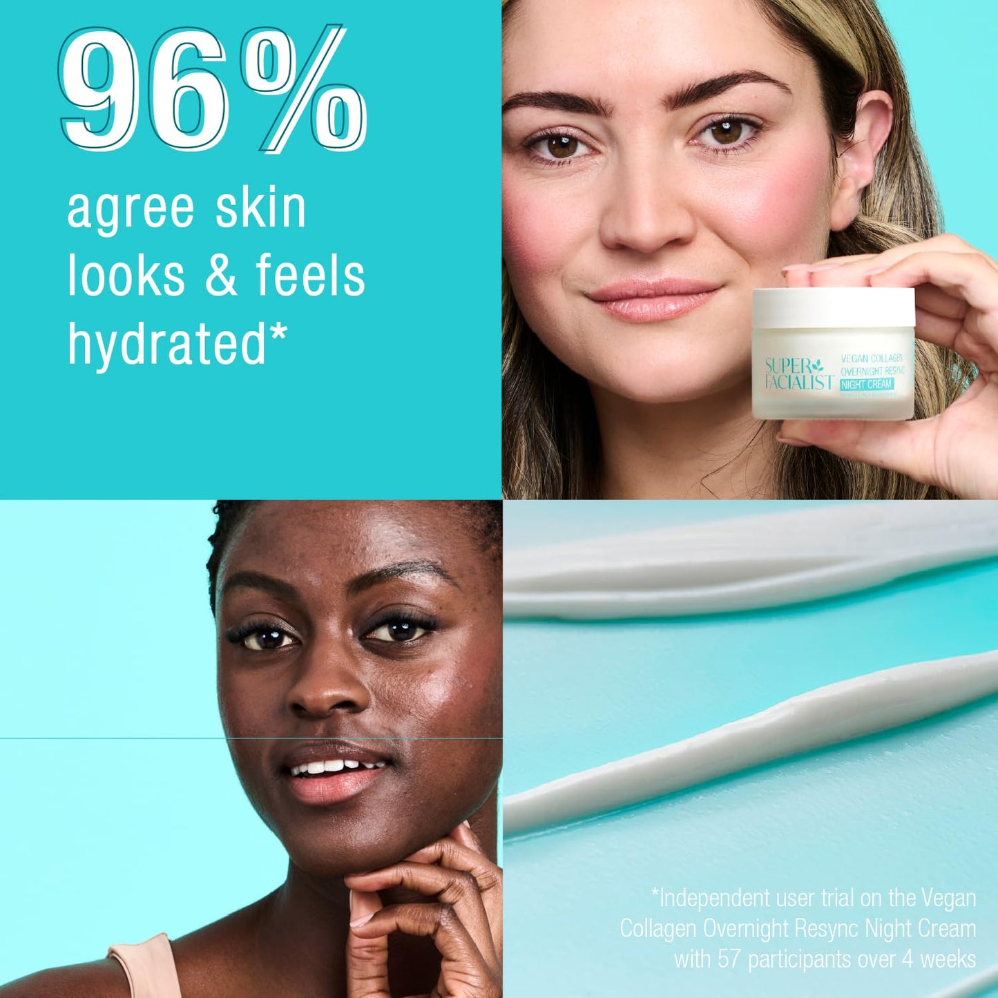 Super Facialist Vegan Collagen overnight Resync Night Cream- Nourishing Night Time, Firming, Smoothing & Plumping, Gentle Face Care, Vegan Marine-based Biopolymer, Copper, Collagen, 50ml