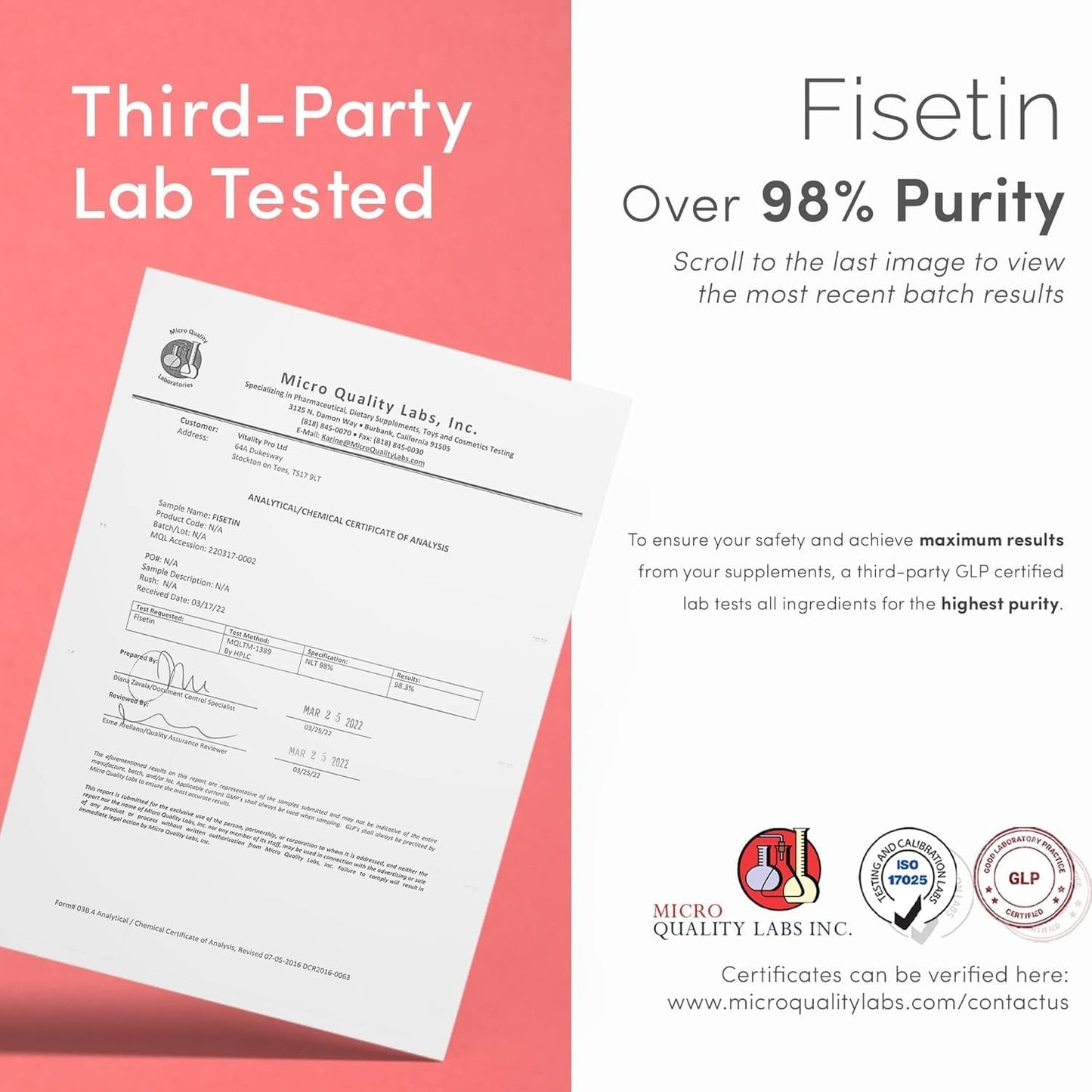 vP Vitality Pro Fisetin Supplement 100mg x 60 Capsules