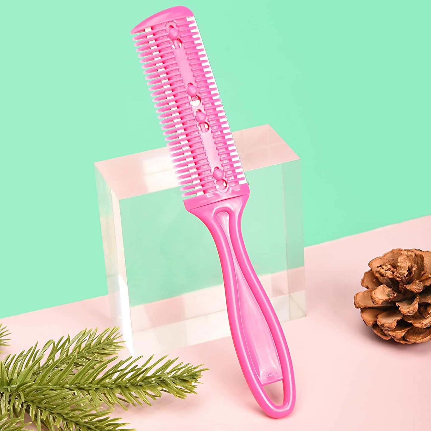 UNVOJL Hot Pink Hair Cutter Comb Hair Razor Comb Hair Thinner Comb Double Sided Hair Styling Razor Comb