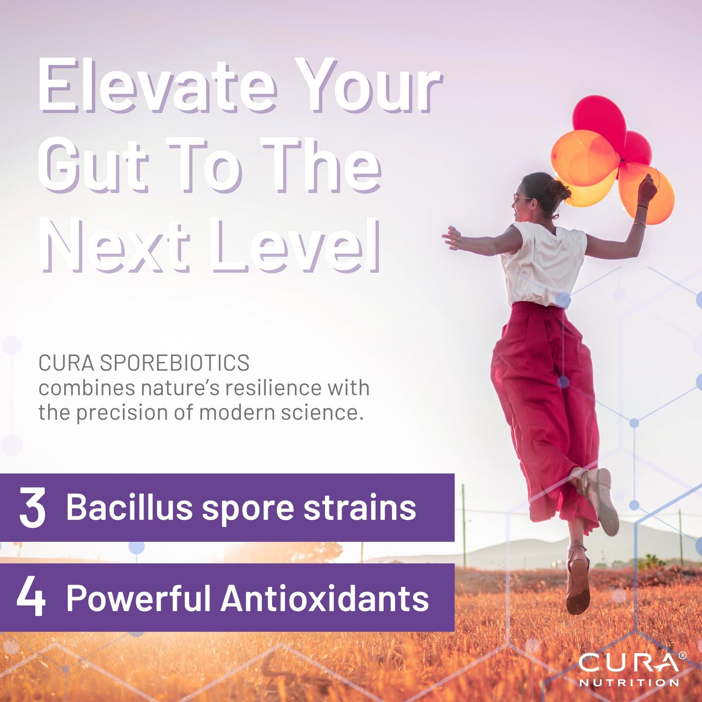 Cura Nutrition CURA NUTRITION SPOREBIOTICS – Spore Based Probiotic with Antioxidants, Active Bacteria Daily Supplement to Boost Akkermansia, 3 Bacillus Spores for Gut Health Support, Vegan Probiotics (30 Capsules)
