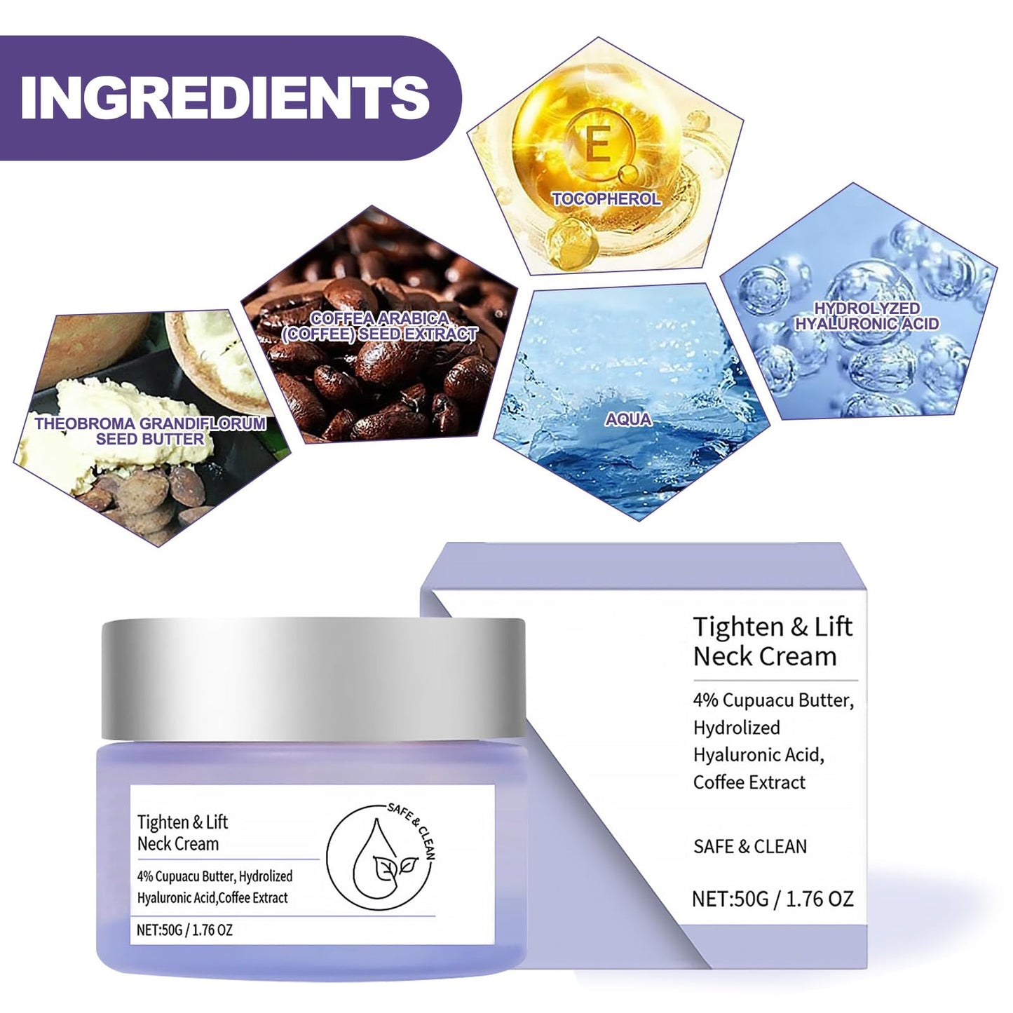 Nadiaen New Neck Firming Cream,Tighten & Lift Neck Cream Best Advanced Tightening and Repair Decolletage Cream Improving Neck Sagging Skin Reducing Wrinkles Skin Care Moisturizing Face Cream(50ml)