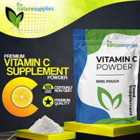 Vitamin C Powder 500g Ascorbic Acid UK Non GMO - Pharmaceutical Grade, Highly Concentrated No Chemicals in Our Supplements - Suitable for Vegans - Naturesupplies…