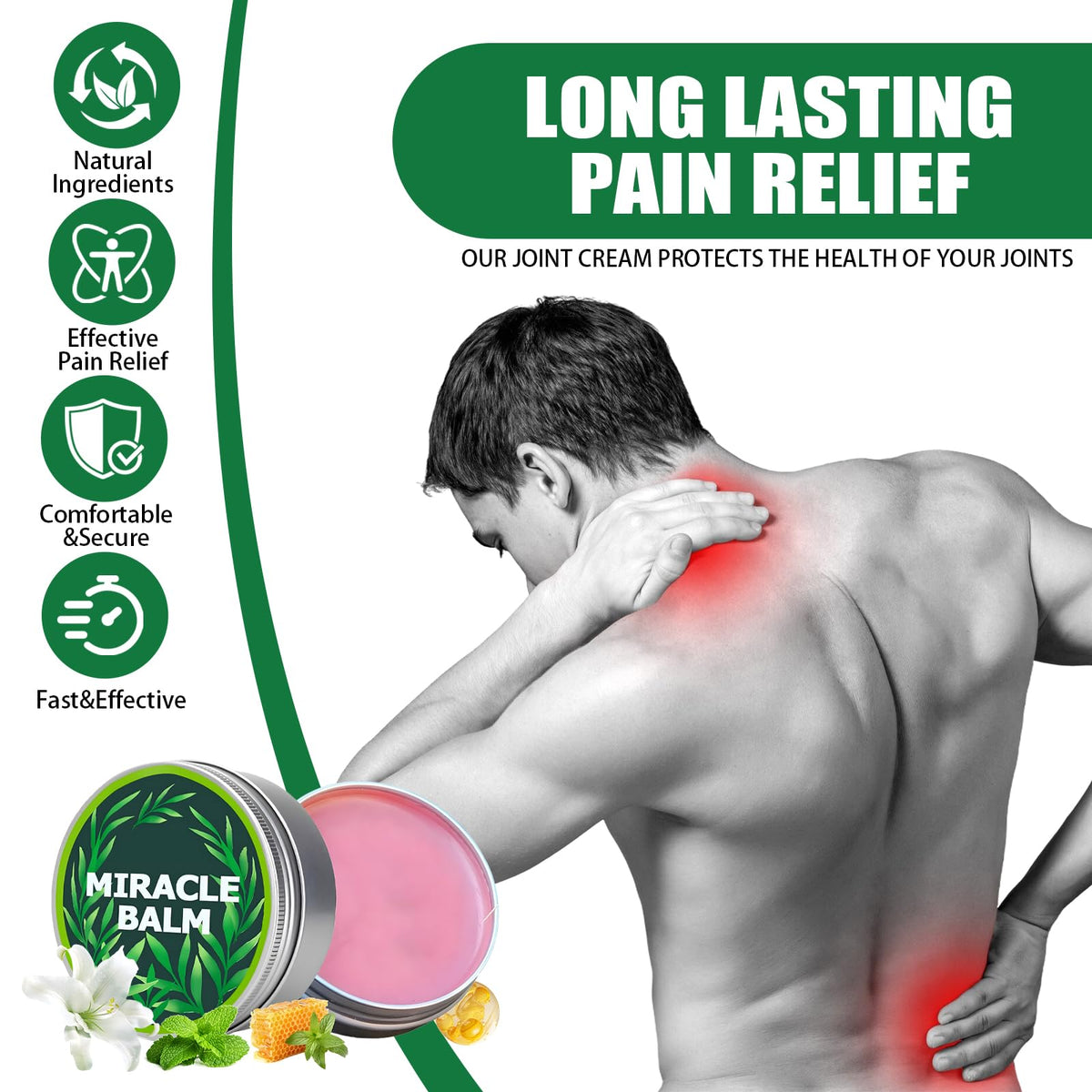 GMHLLES 2 PCS Miracle Balm 30g Herbal Balm for Skincare Natural Soothing Joint Balms with Scraper for Back Hands and Feet Relieves Discomfort Non-sticky and Absorbs Quickly