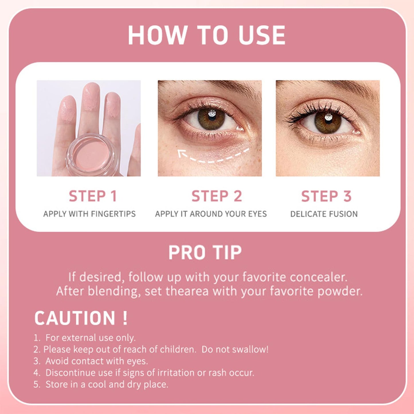 Under Eye Brightener with Brush,Correcting Undereye Concealer For Dark Circles,Light Pink Shades Eye Concealing Cream Vegan, Cruelty Free Makeup