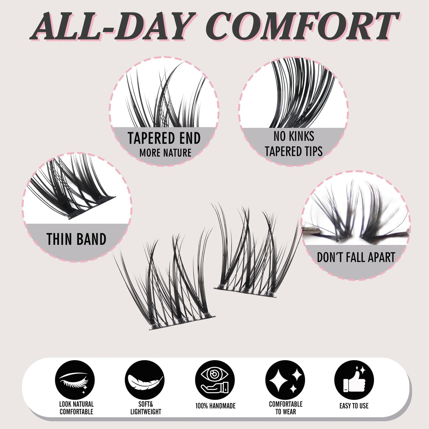 LANKIZ Cluster Lashes,Lankiz Individual Eyelashes C+D Curl 10-16mm Reusable DIY Individual Lashes Hypoallergenic Eyelash Clusters for Daily Wear and Events(Hybird)