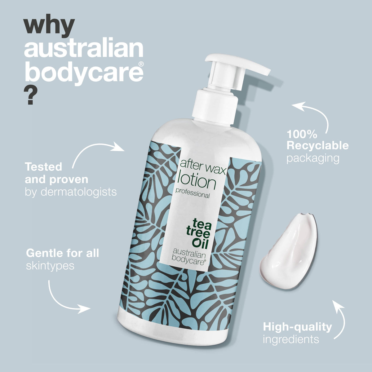 Australian Bodycare After Wax Lotion Professional (500 ml) | For use after waxing, bikini waxing or brazilian wax | Minimizes the appearance of ingrown hairs, red bumps and irritated skin after waxing