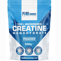 Pure Source Nutrition Creatine Monohydrate Powder Vegan Gluten Free 100% Micronised Creatine Unflavoured Proven to Improve Physical Performance and Recovery Powder (500g)
