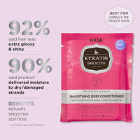 HASK Keratin Smoothing Deep Conditioner Treatment for all hair types, colour safe, gluten-free, sulfate-free, paraben-free - 1 50mL Packette