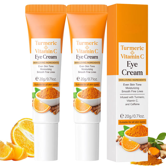Trendyfave Turmeric Vitamin C Eye Cream Anti Aging, Turmeric Eye Cream For Dark Circles And Puffy Eyes, For Even_Skin Tone, Smooth Fine Lines - 2PCS