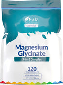 Magnesium Glycinate 3-in-1 Complex 1813mg - 120 Vegan Capsules - Triple High Absorption Bisglycinate, Citrate & Malate - 384mg Elemental Mag per Serving - Made in The UK - Nu U Nutrition