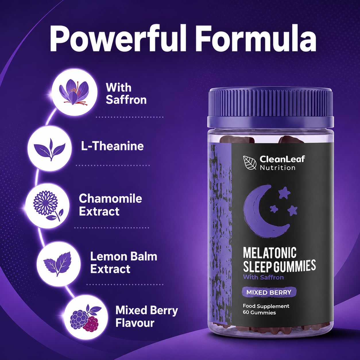 HILLTEN HEALTH Twin Pack Natural Sleep Support Gummies for Adults - Formula for Restful Nights, Sleep Gummies Promoting Natural Sleep Production, Promotes Healthy Sleep Patterns, 60 Count