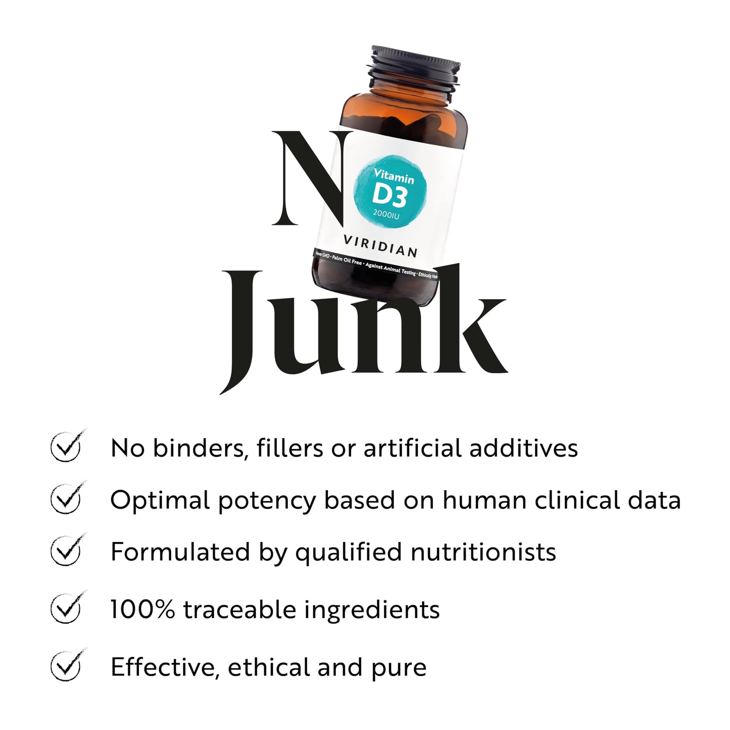 Viridian - Vitamin D3 2000IU - 150 Vegan Capsules for Bones, Teeth & Immunity | Clinically Studied Plant Sourced Formula | Optimal Dose | 100% Active Ingredients, No Artificial Additives