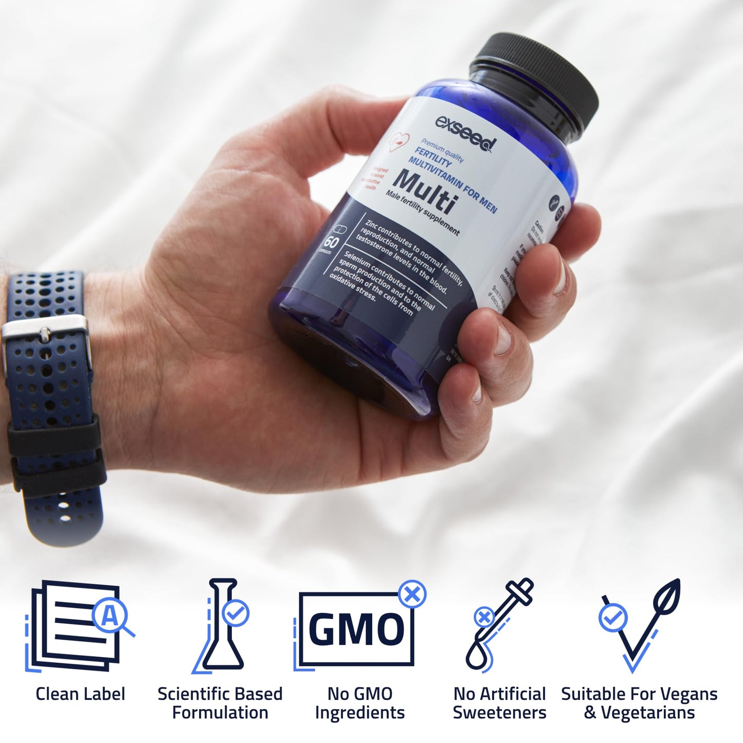 ExSeed Health - Fertility Multivitamins for Men - 3 Month Supply (x3 Bottles) - 60 Capsules per Bottle - with Vitamins, Minerals & Antioxidants - Fertility Supplements - Supports Healthy Conception